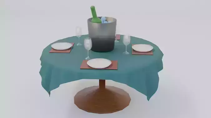 Elegant Dining Table Setup  Complete 3D Scene Low-poly 3D model