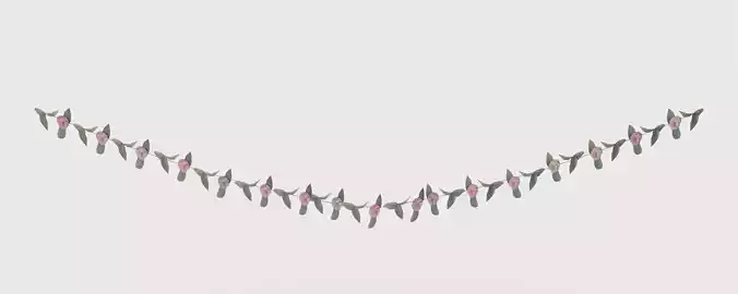 Floral Blush Garland 3D model