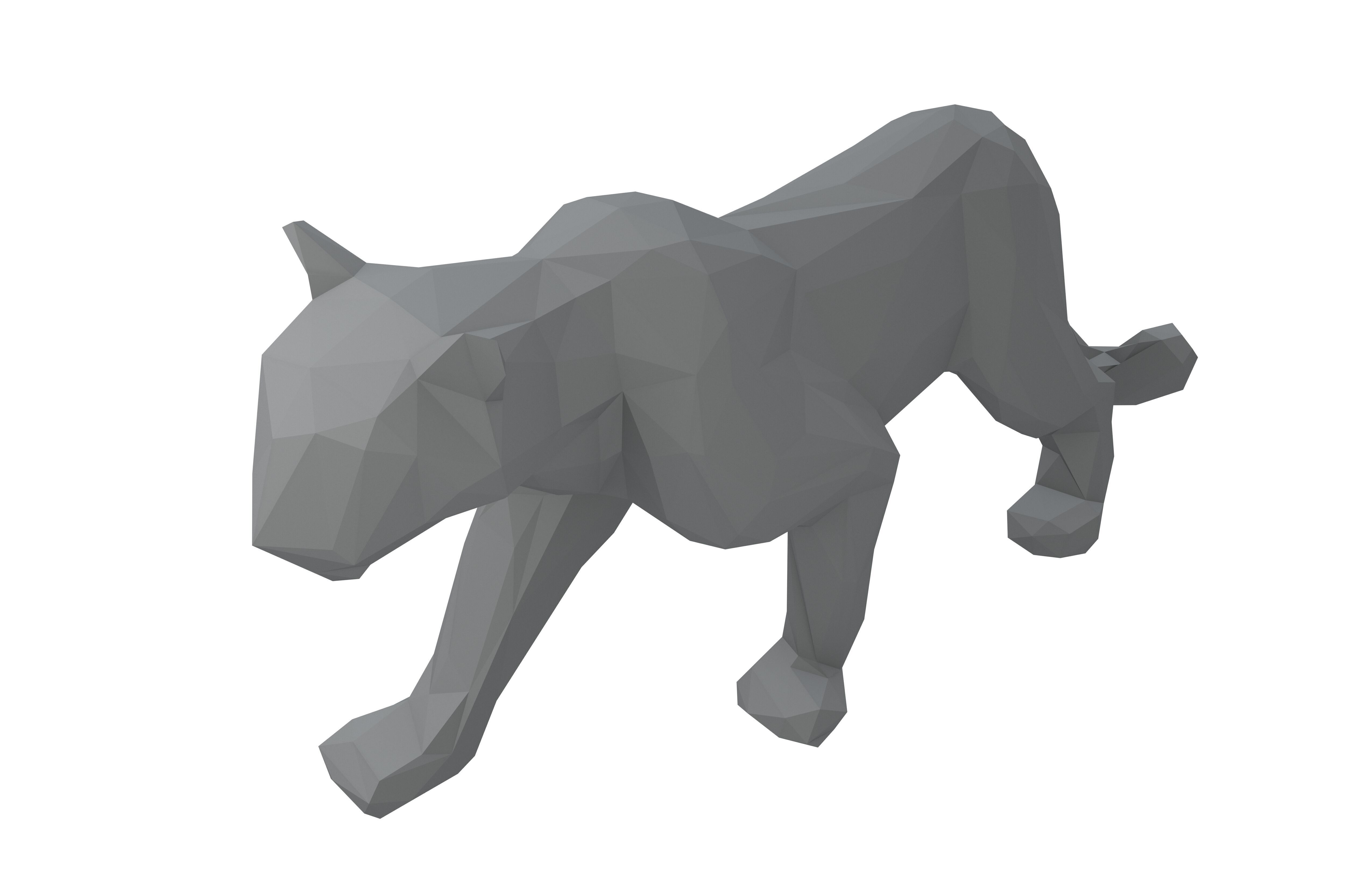 Low Poly Snow Leopard Statue v1 001 Low-poly 3D model_2