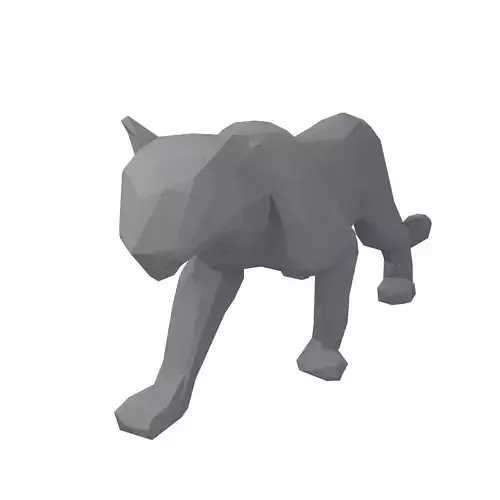 Low Poly Snow Leopard Statue v1 001