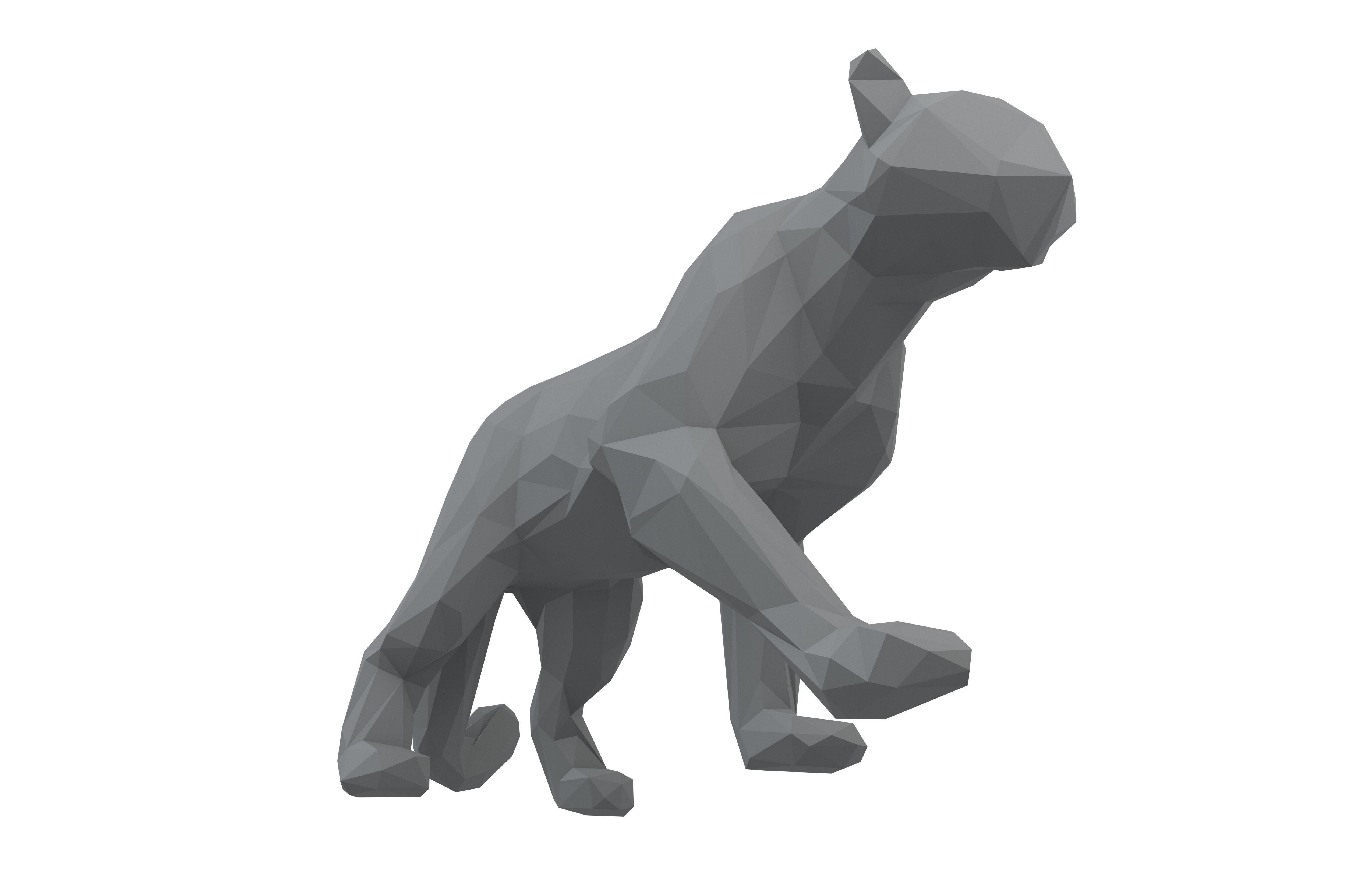 Low Poly Snow Leopard Statue v1 001 Low-poly 3D model_3