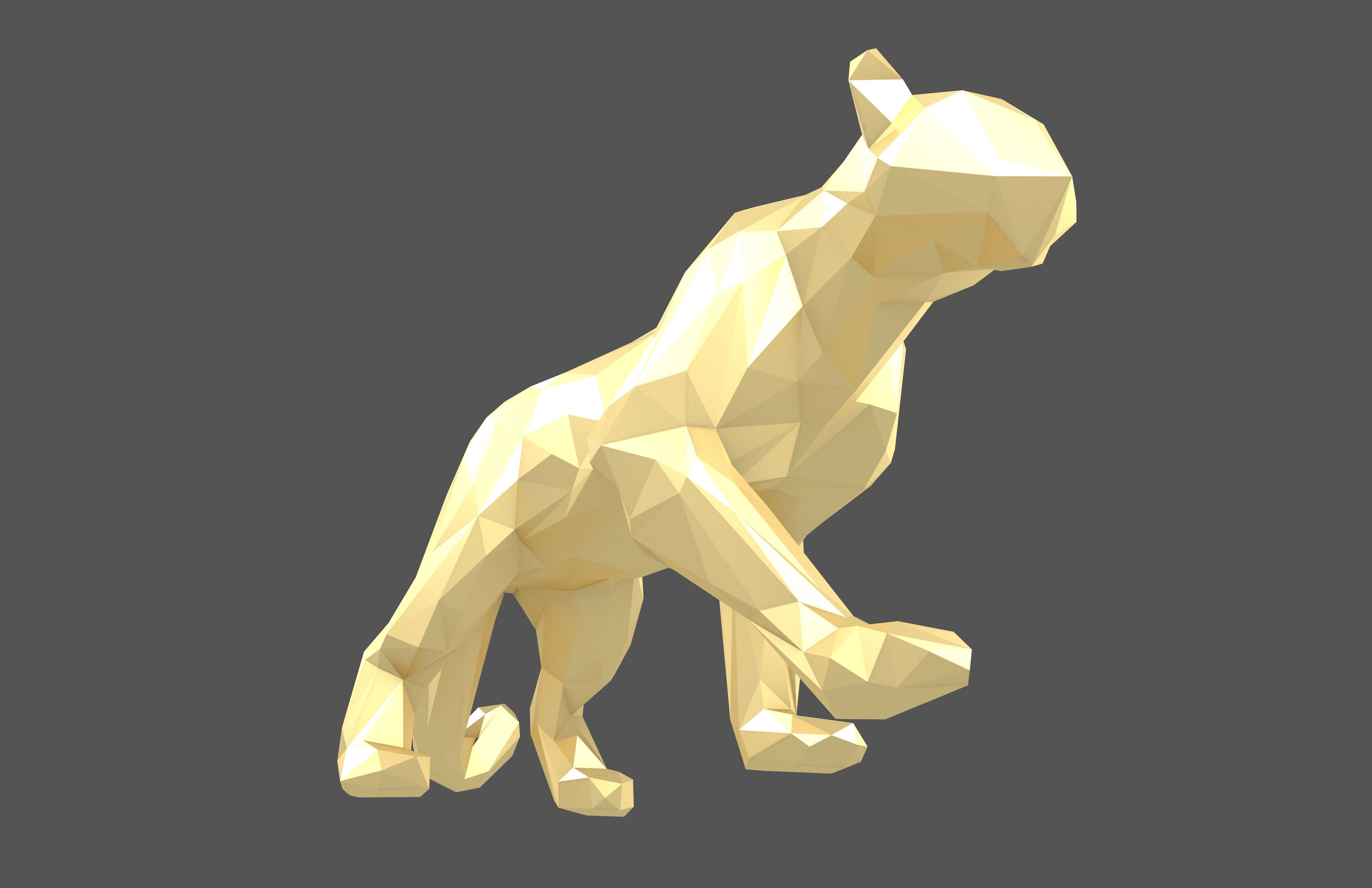 Low Poly Snow Leopard Statue v1 002 Low-poly 3D model_3