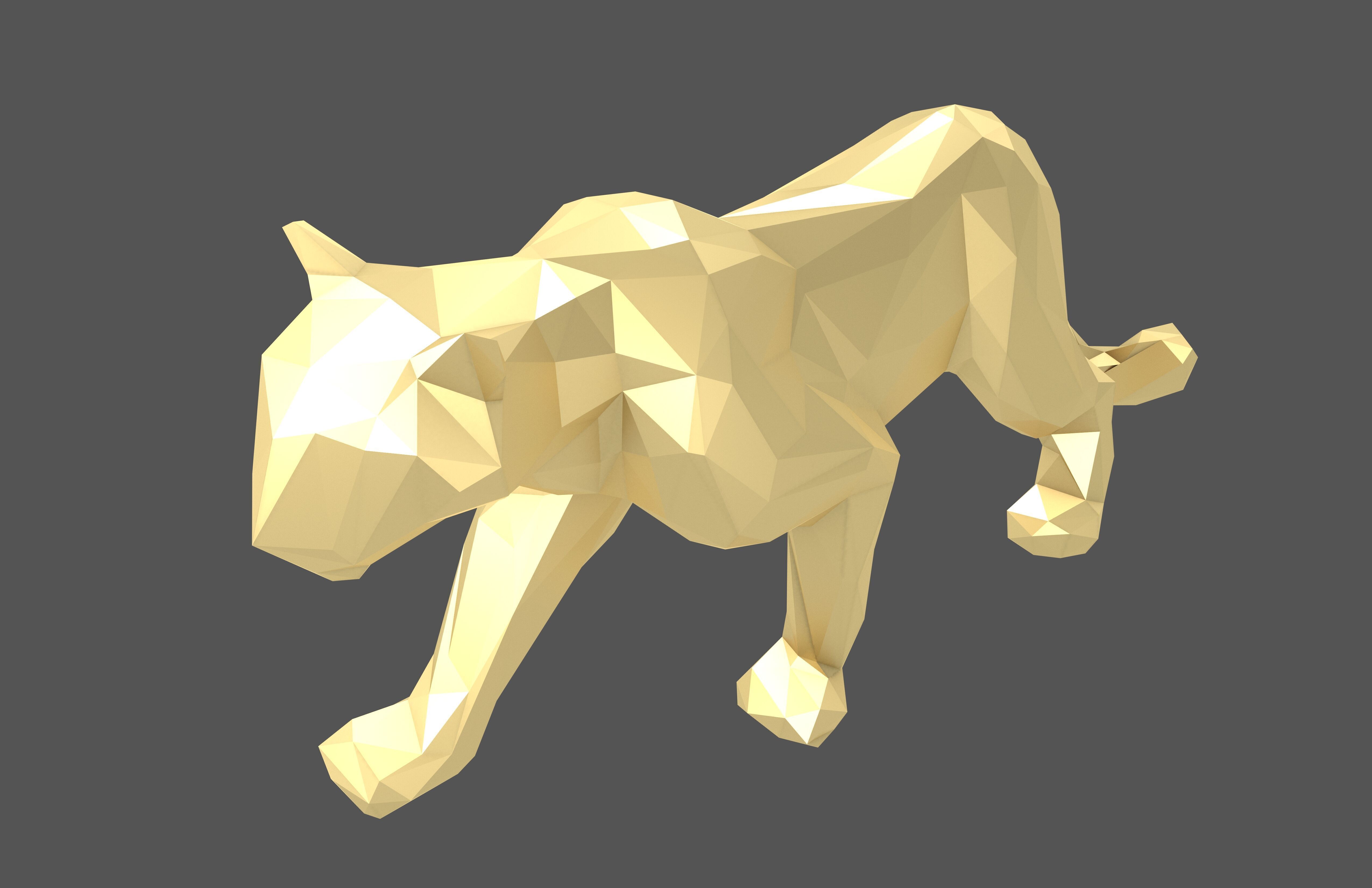 Low Poly Snow Leopard Statue v1 002 Low-poly 3D model_2
