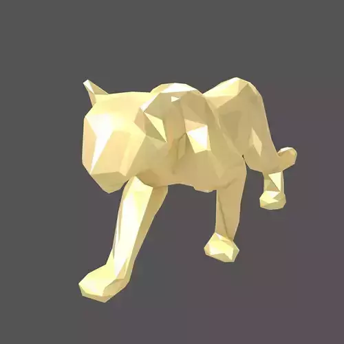 Low Poly Snow Leopard Statue v1 002