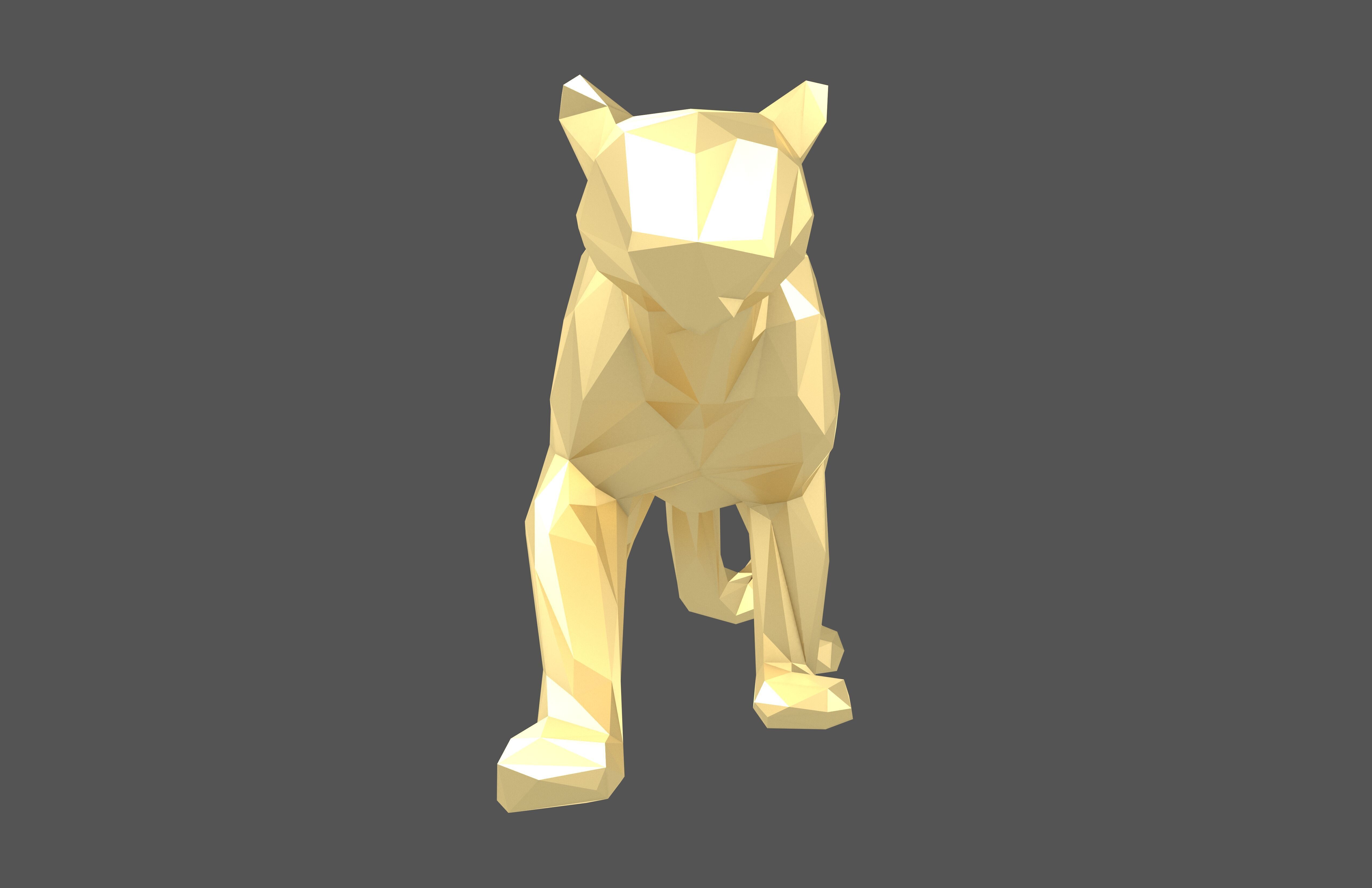 Low Poly Snow Leopard Statue v1 002 Low-poly 3D model_1