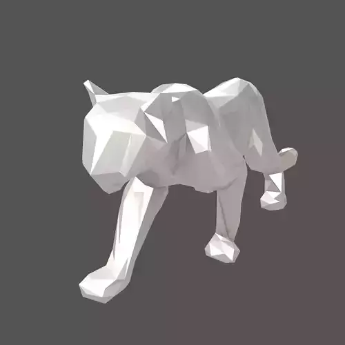 Low Poly Snow Leopard Statue v1 003