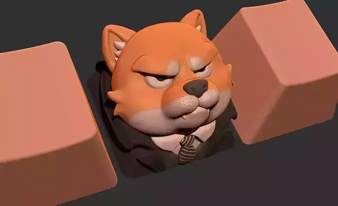 keycap artisan Shiba Mafia cute for keyboard or figure 3D print