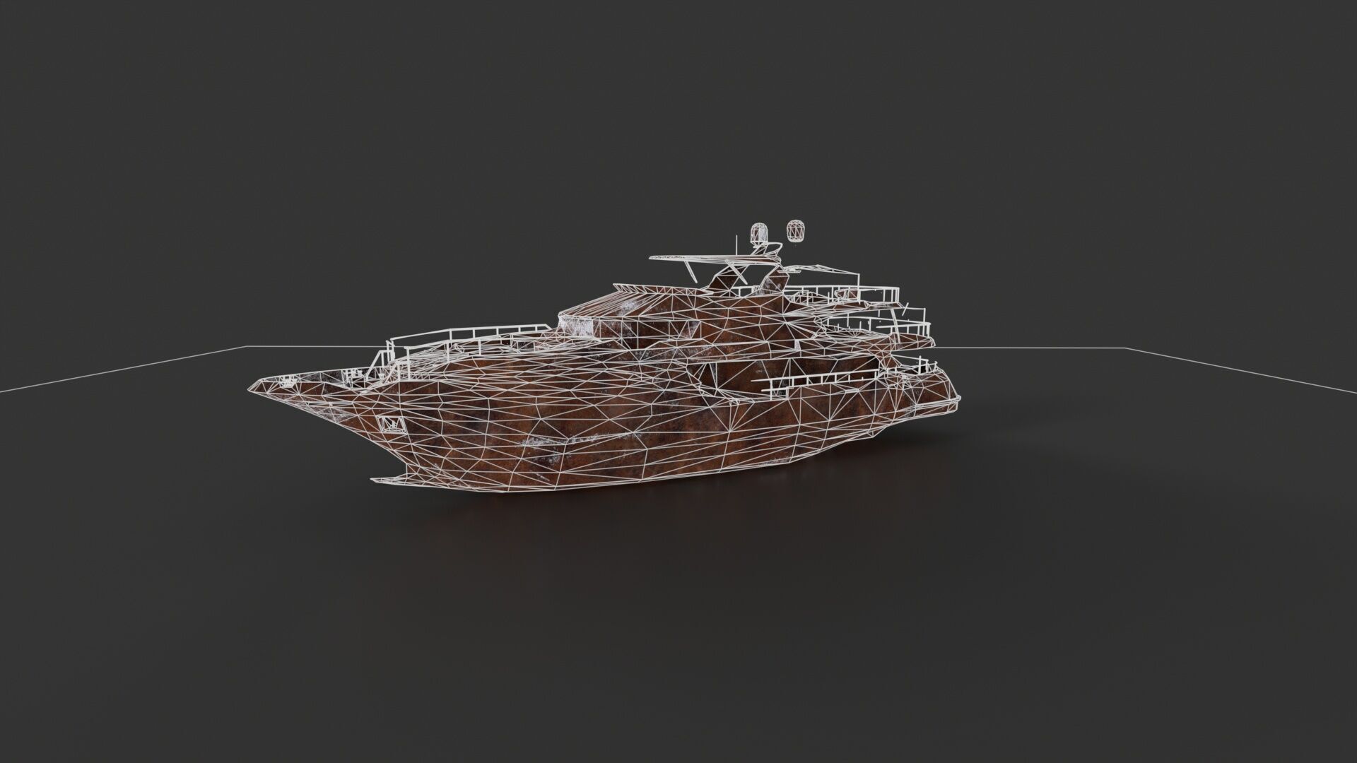 Shredded Scrap Yacht Low-poly 3D model_13