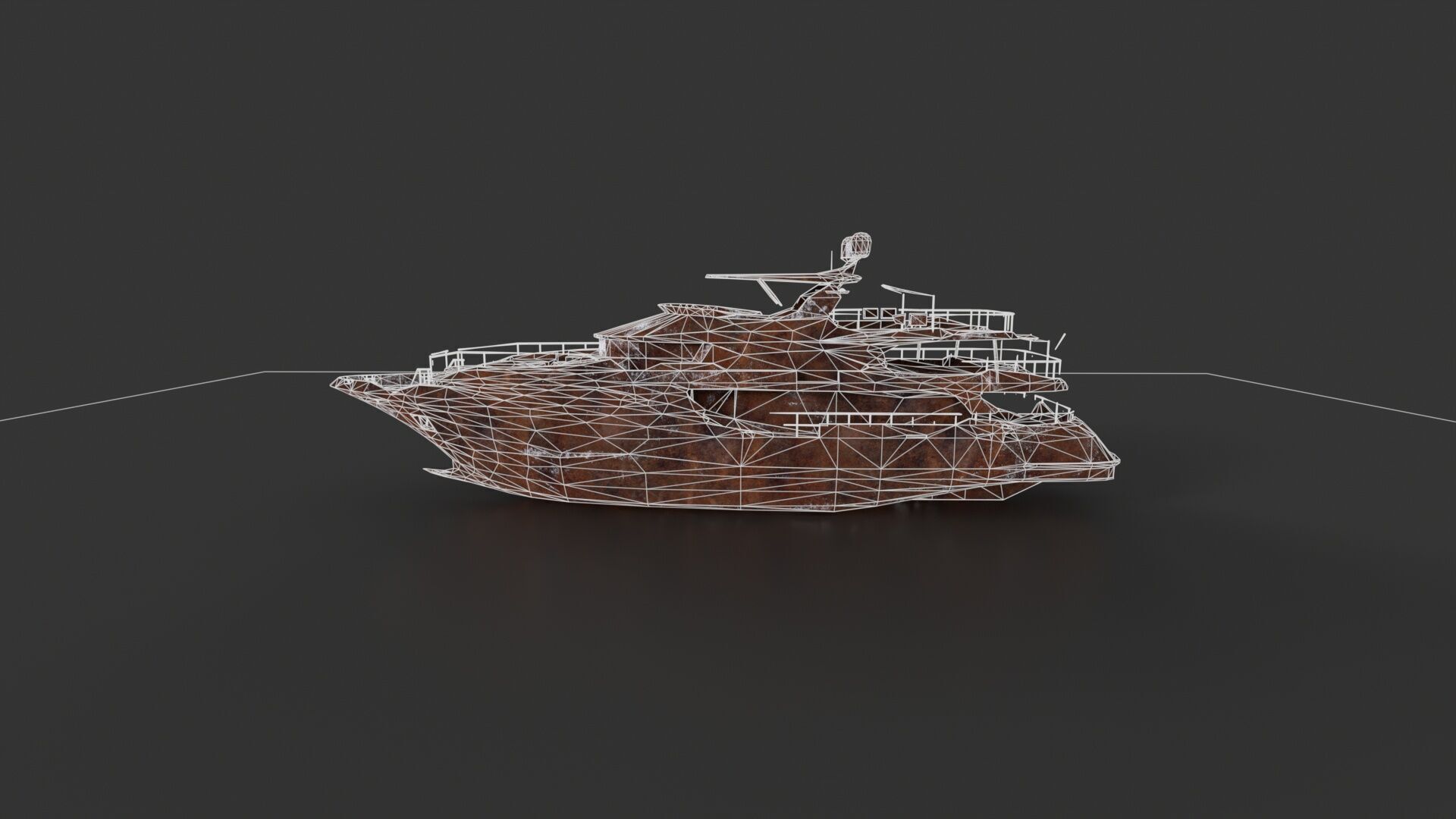 Shredded Scrap Yacht Low-poly 3D model_12