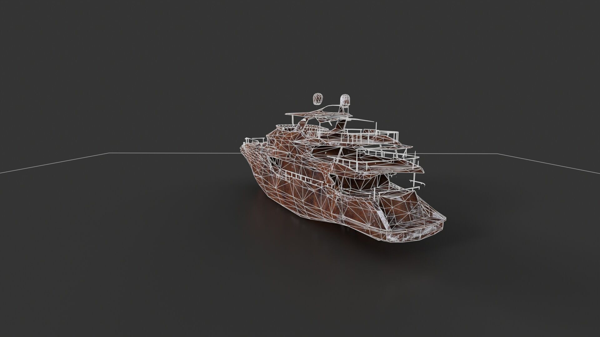 Shredded Scrap Yacht Low-poly 3D model_11