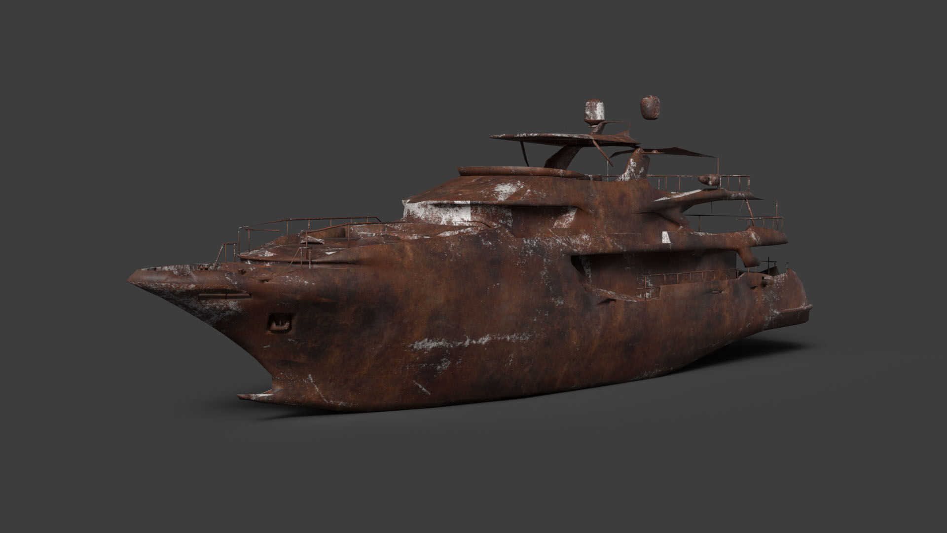 Shredded Scrap Yacht Low-poly 3D model_2