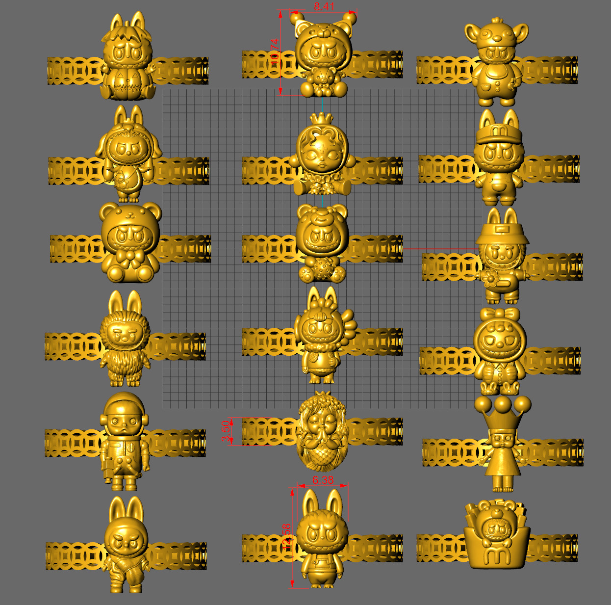 LABUBU COIN RINGS COMBO OF 18 CUTE VERSION 2 3D print model_6