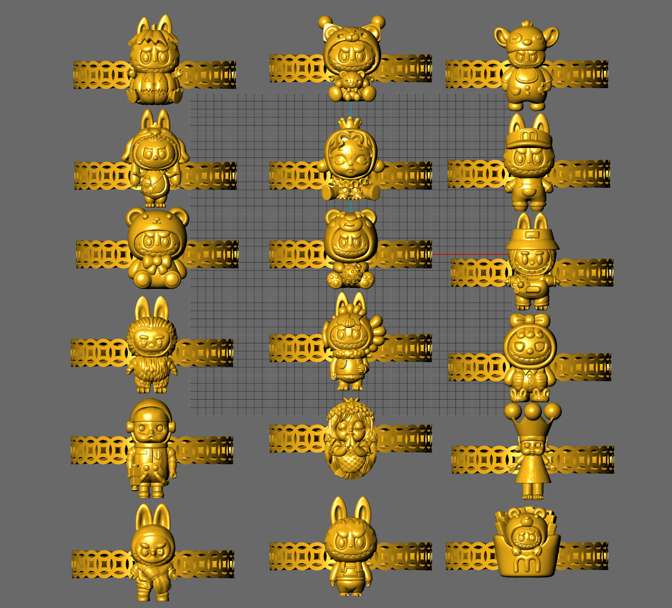 LABUBU COIN RINGS COMBO OF 18 CUTE VERSION 2 3D print model_5