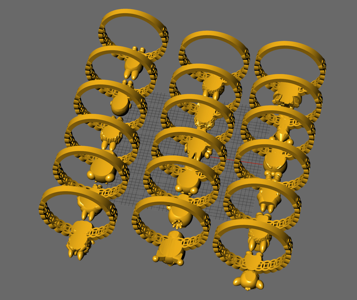 LABUBU COIN RINGS COMBO OF 18 CUTE VERSION 2 3D print model_1