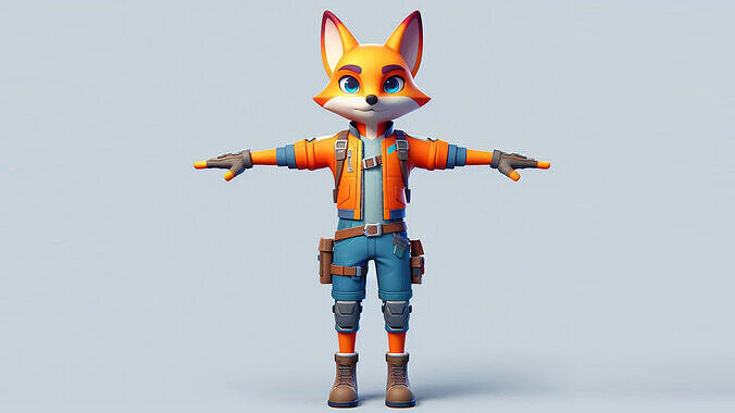 Fox Explorer  3D Character Model Low-poly 3D model