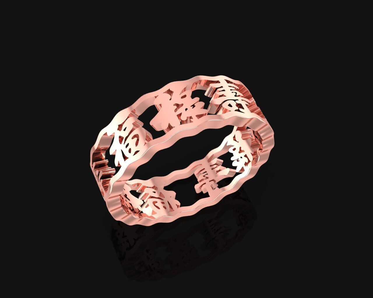 13a Chinese letters fengshui ring 3D print model_2