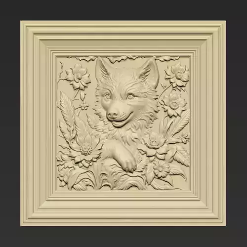 Baby Wolf among Flowers A129