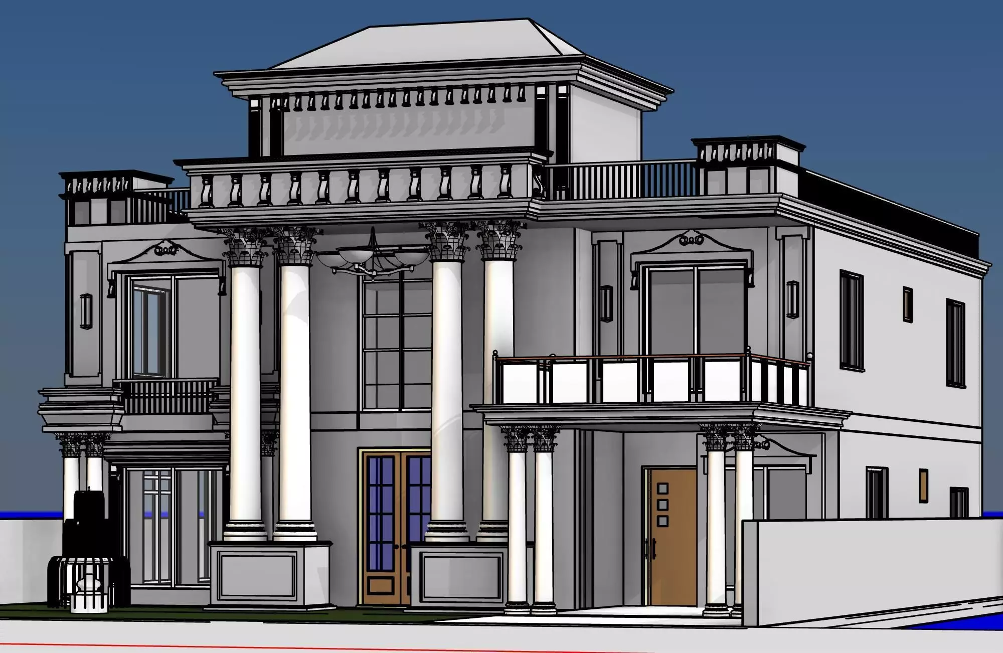 3d model of classical modern house 3D model_0