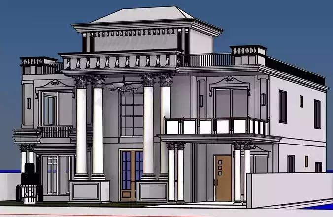 3d model of classical modern house