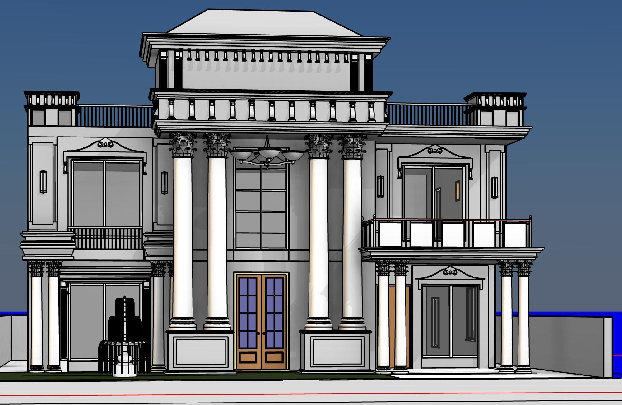 3d model of classical modern house 3D model_1