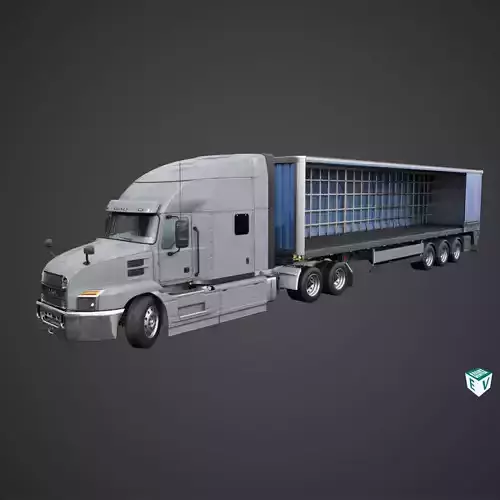 Heavy Truck 05 Curtainsider Trailer All PBR Unity UE Textures Low-poly 3D model