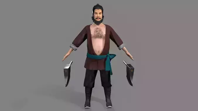 Ancient Chinese warrior Low-poly 3D model