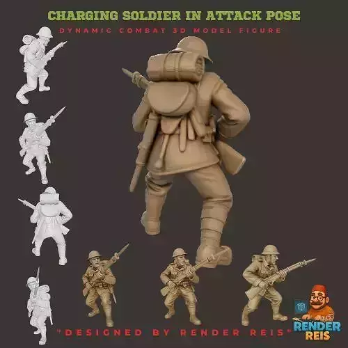 Charging Soldier in Attack Pose2 3D print model