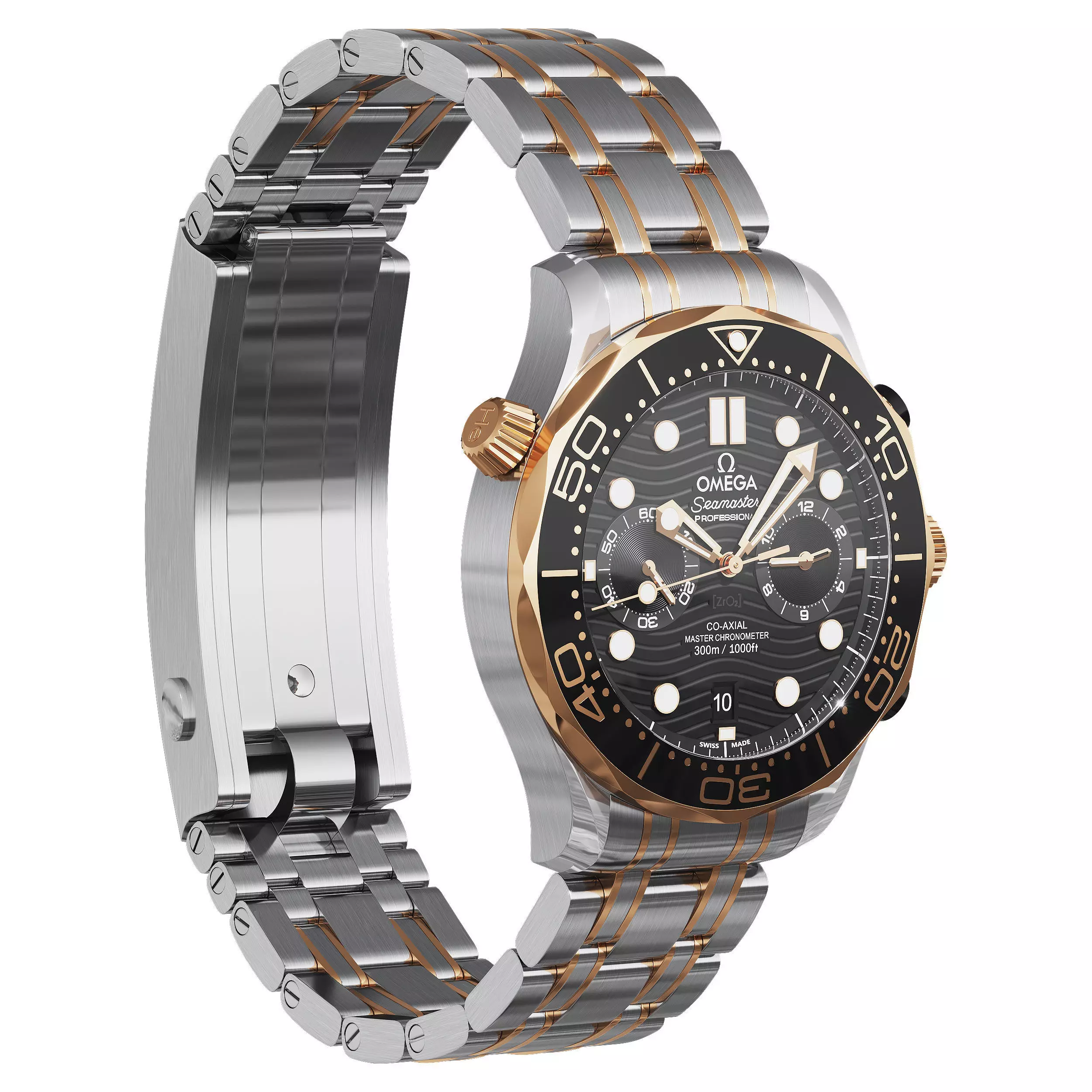 Omega Seamaster Diver 300M 44mm gold on steel 3D model_0