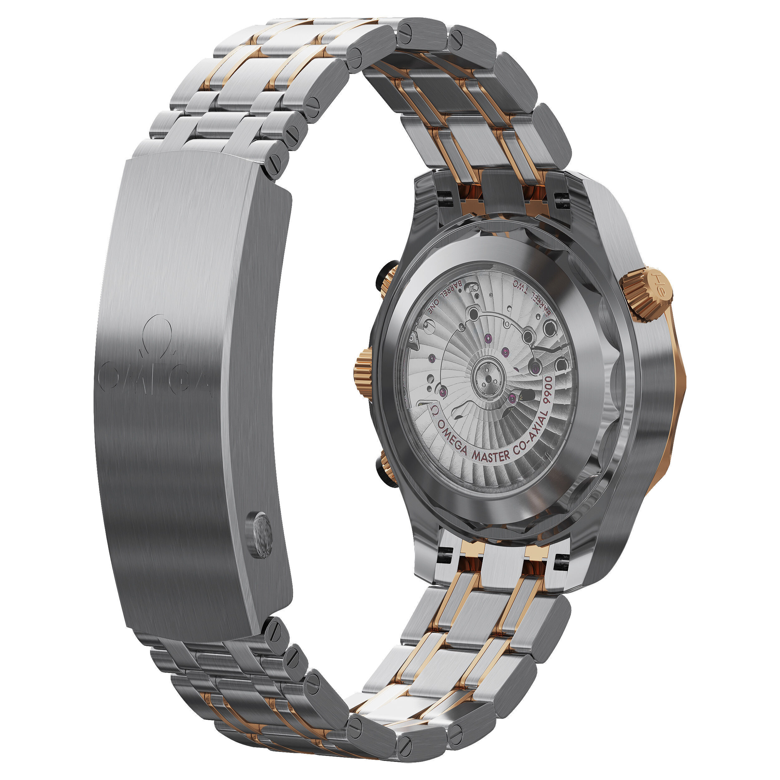 Omega Seamaster Diver 300M 44mm gold on steel 3D model_2