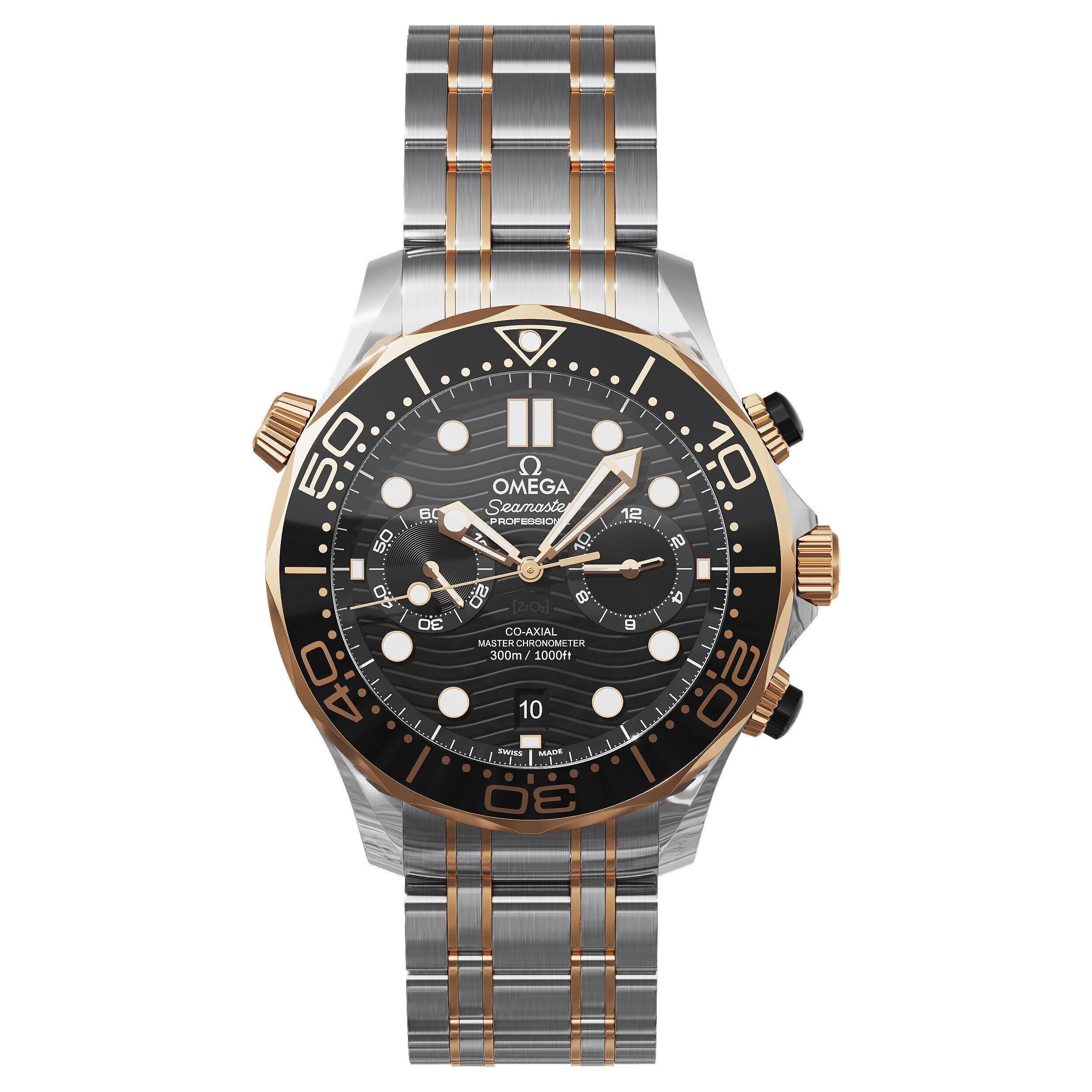 Omega Seamaster Diver 300M 44mm gold on steel 3D model_5