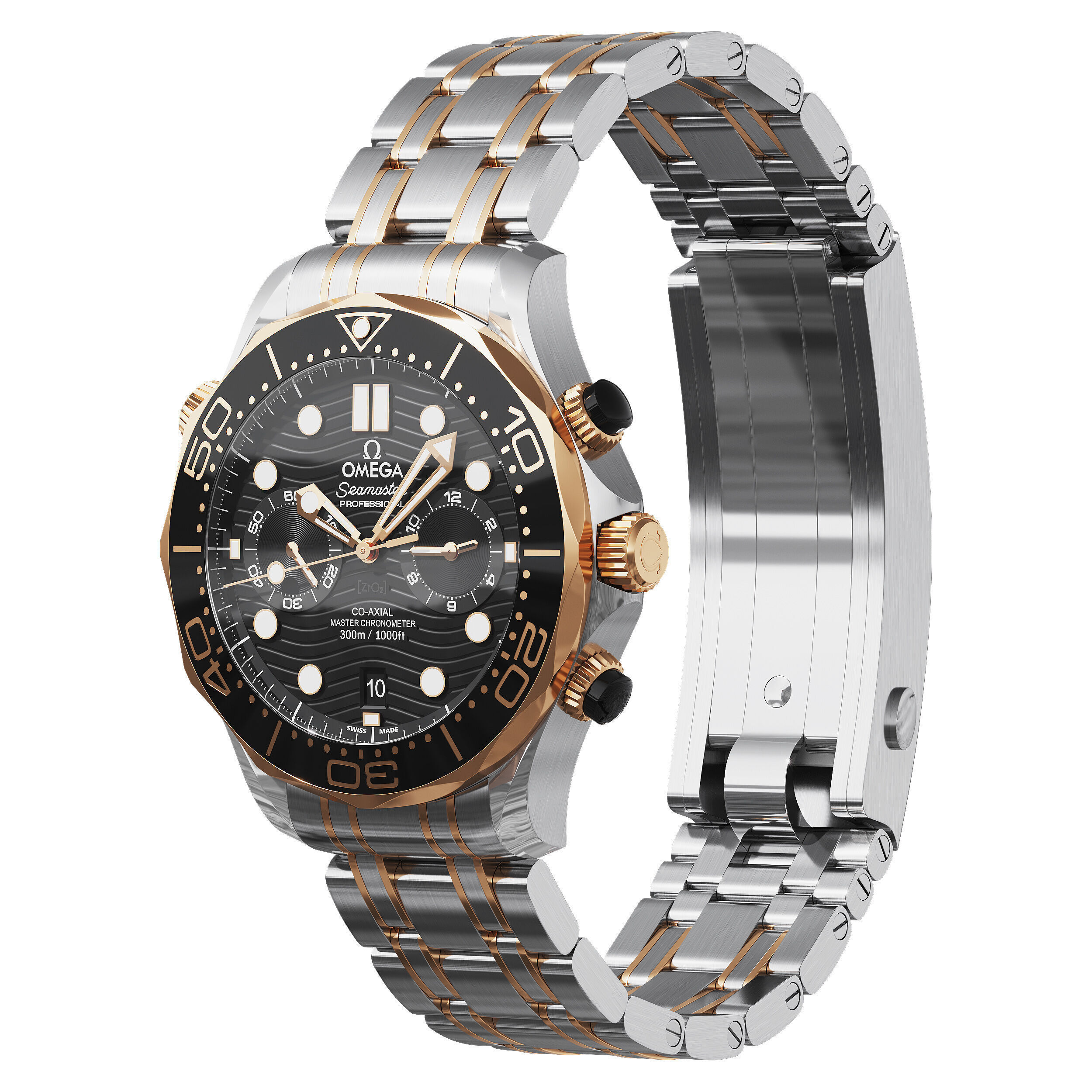 Omega Seamaster Diver 300M 44mm gold on steel 3D model_1