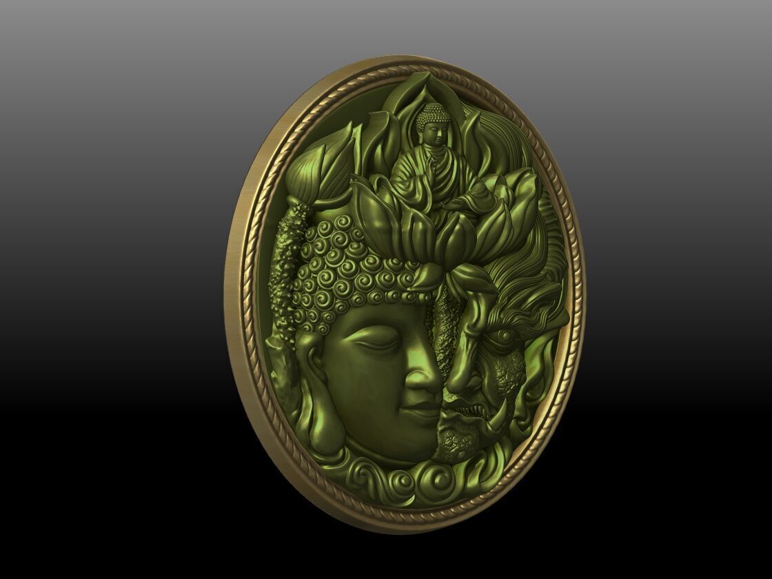 Buddha and Demon pendant 3D print model_1