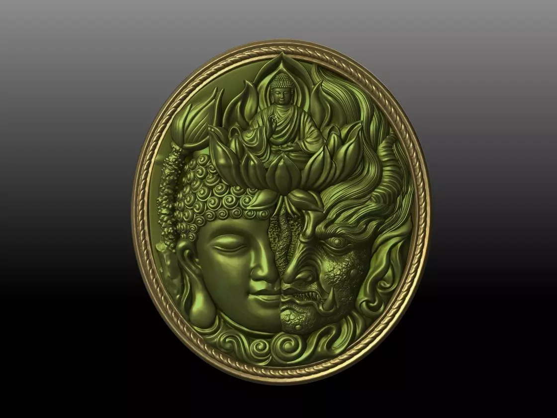 Buddha and Demon pendant 3D print model_0