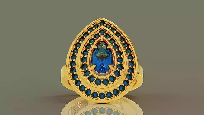 Pear halo engagement ring