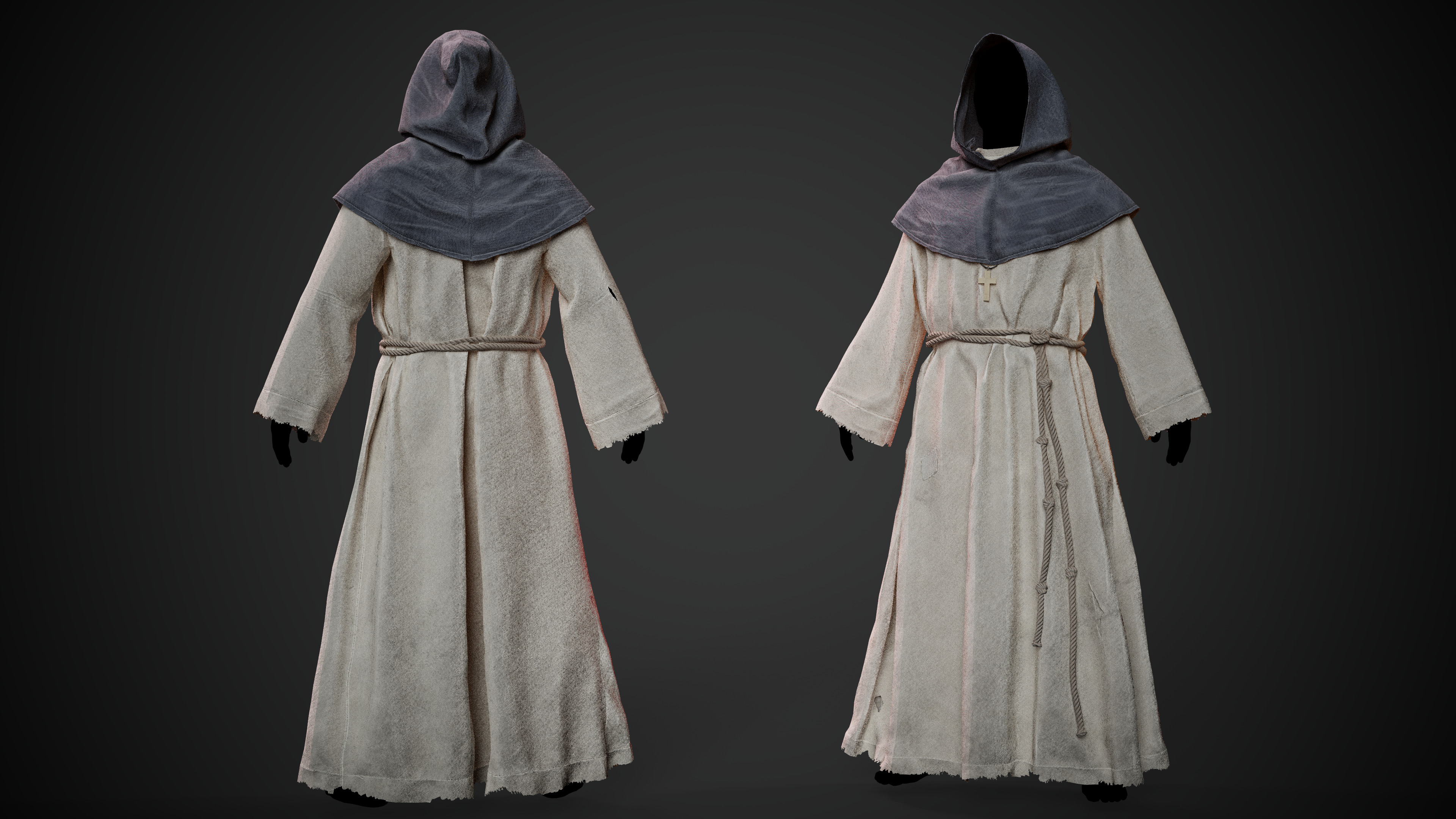 3D RELIGIOUS OUTFITS Monks  Low-poly 3D model_5