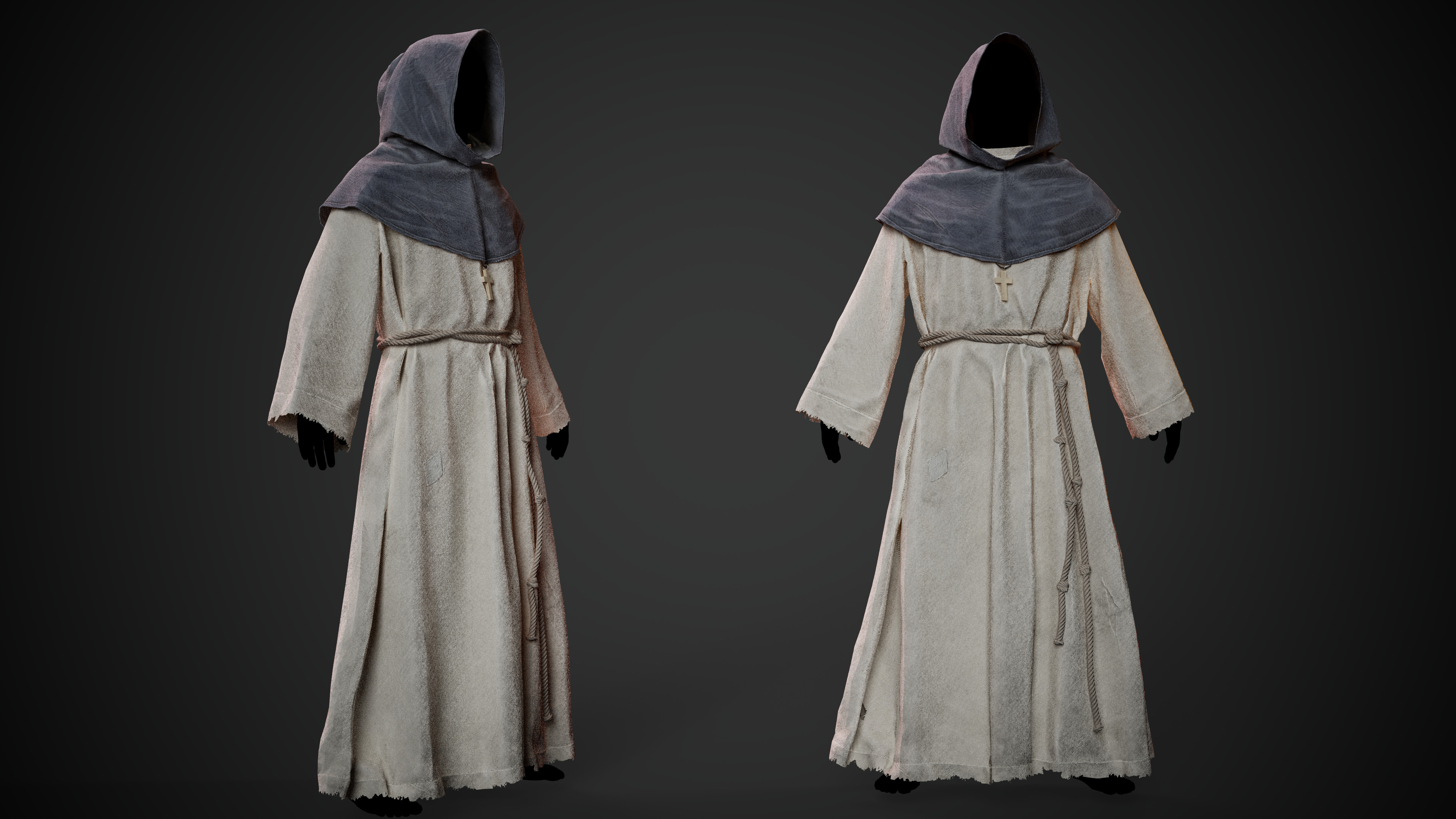3D RELIGIOUS OUTFITS Monks  Low-poly 3D model_7