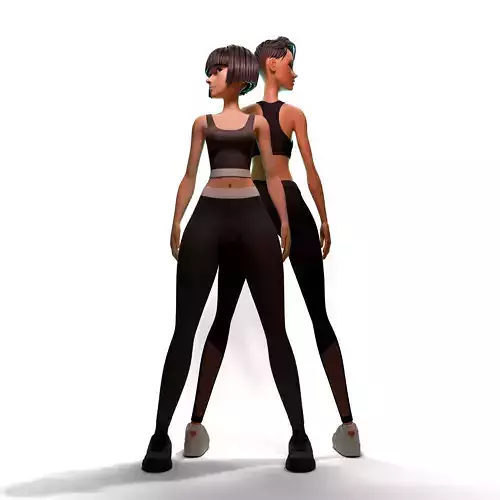Stylized Fitness Girls 3D Model Collection