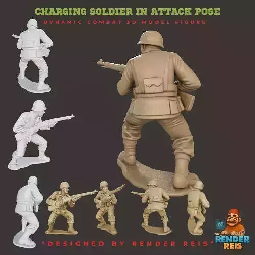 Charging Soldier in Attack Pose3 3D print model