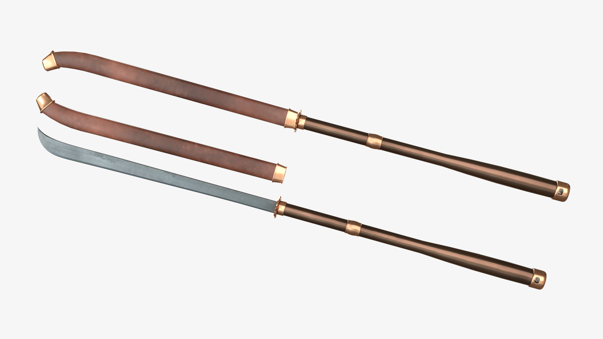 Japanese Spear Nagamaki 2  four colors 3D model_4