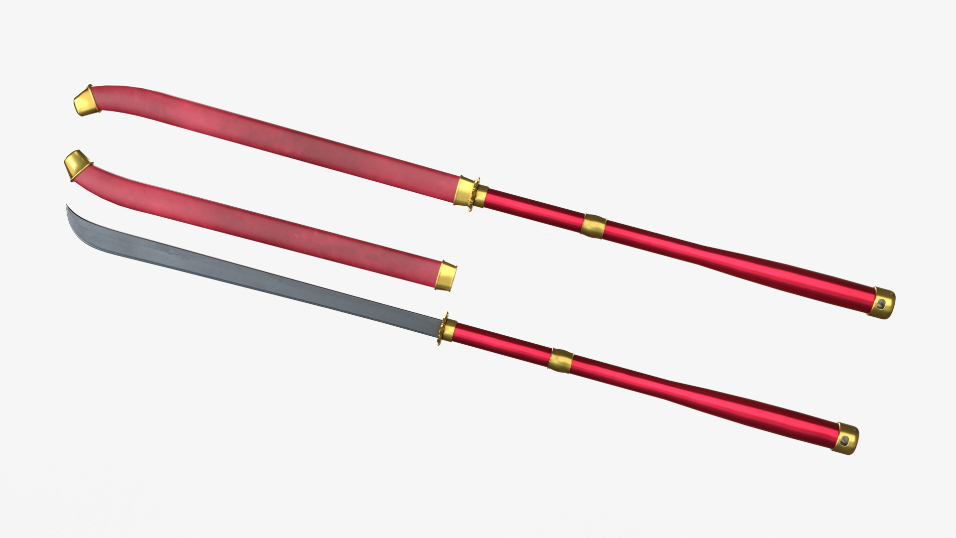 Japanese Spear Nagamaki 2  four colors 3D model_3