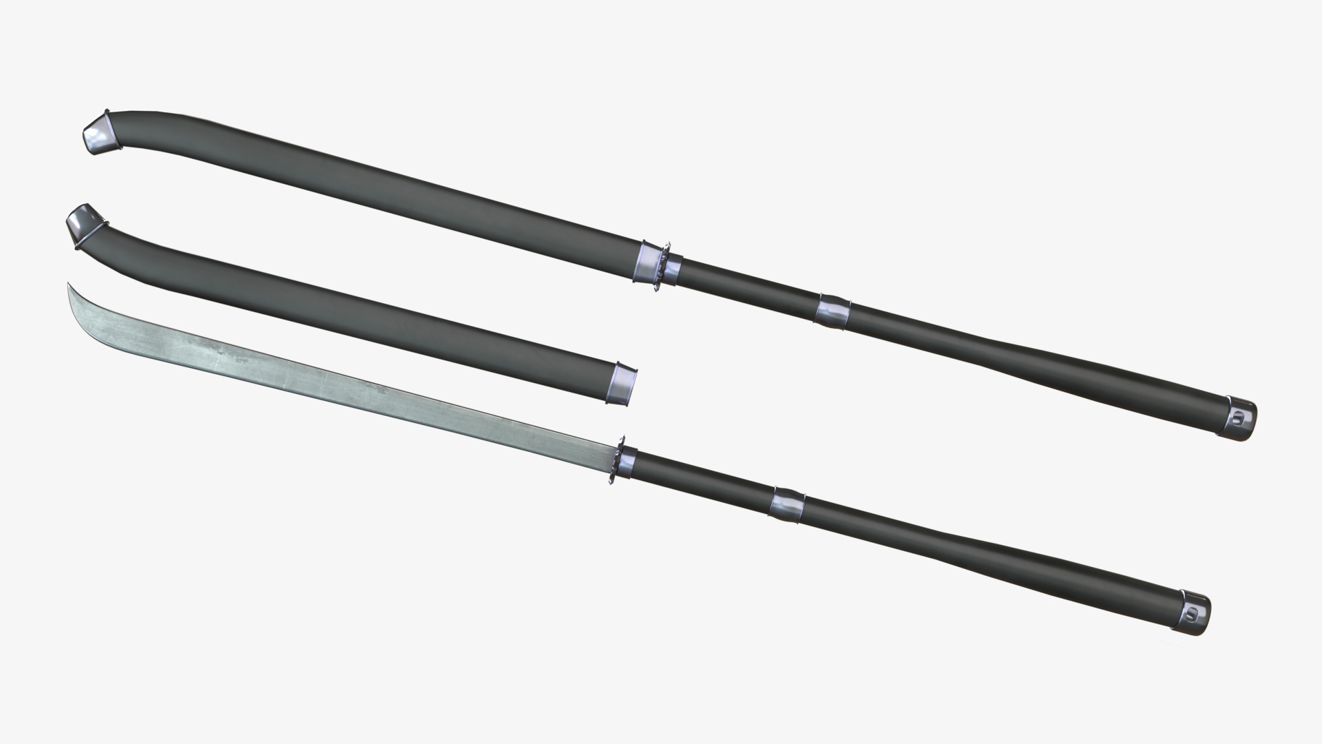 Japanese Spear Nagamaki 2  four colors 3D model_5