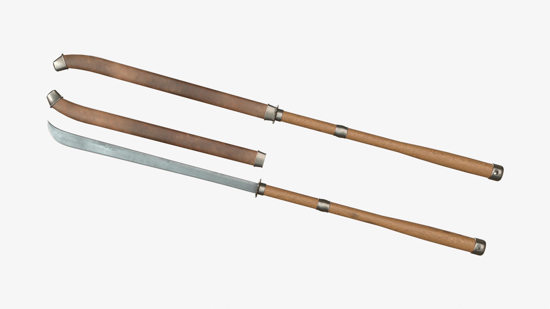 Japanese Spear Nagamaki 2  four colors 3D model_2
