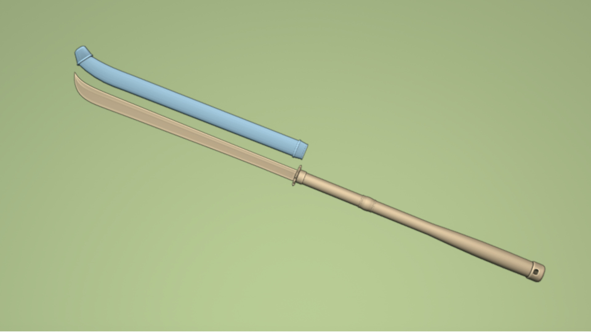 Japanese Spear Nagamaki 2  four colors 3D model_10