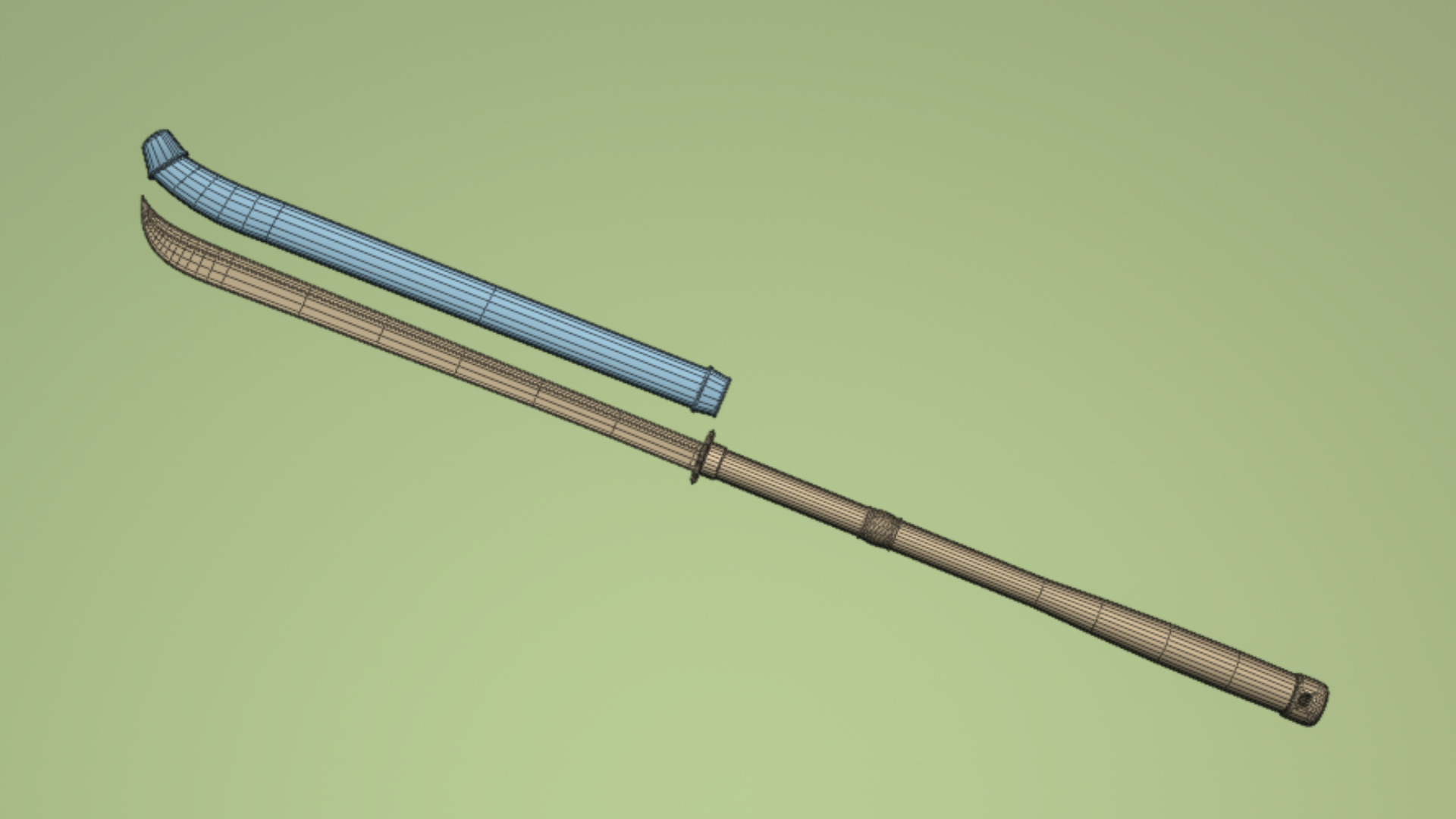 Japanese Spear Nagamaki 2  four colors 3D model_11