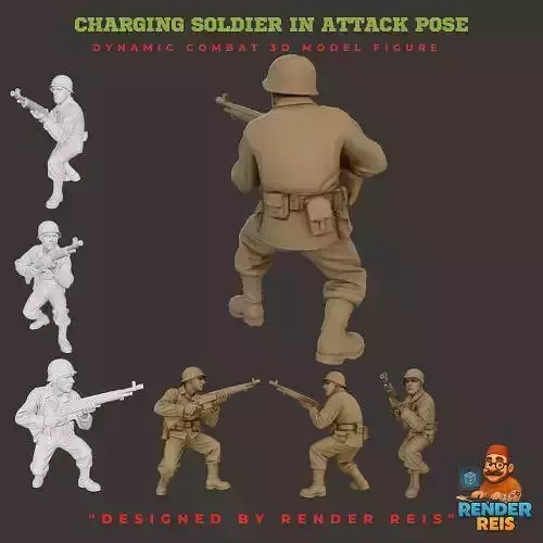 Charging Soldier in Attack Pose4 3D print model