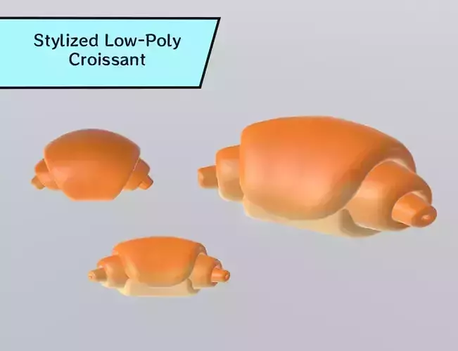 Stylized Low-Poly Croissant