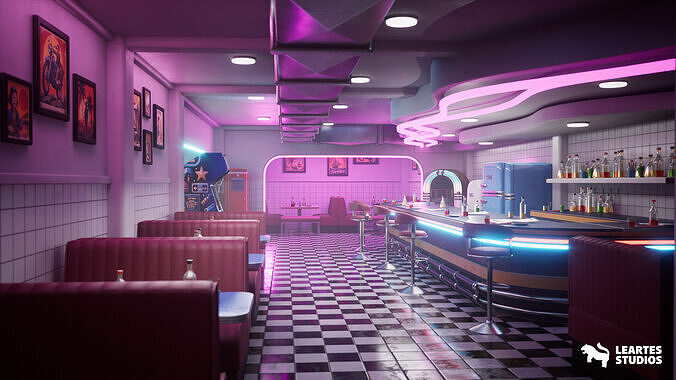 Miami Vice City Environment Low-poly 3D model 7