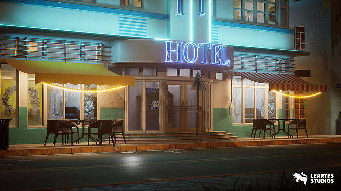 Miami Vice City Environment Low-poly 3D model 5