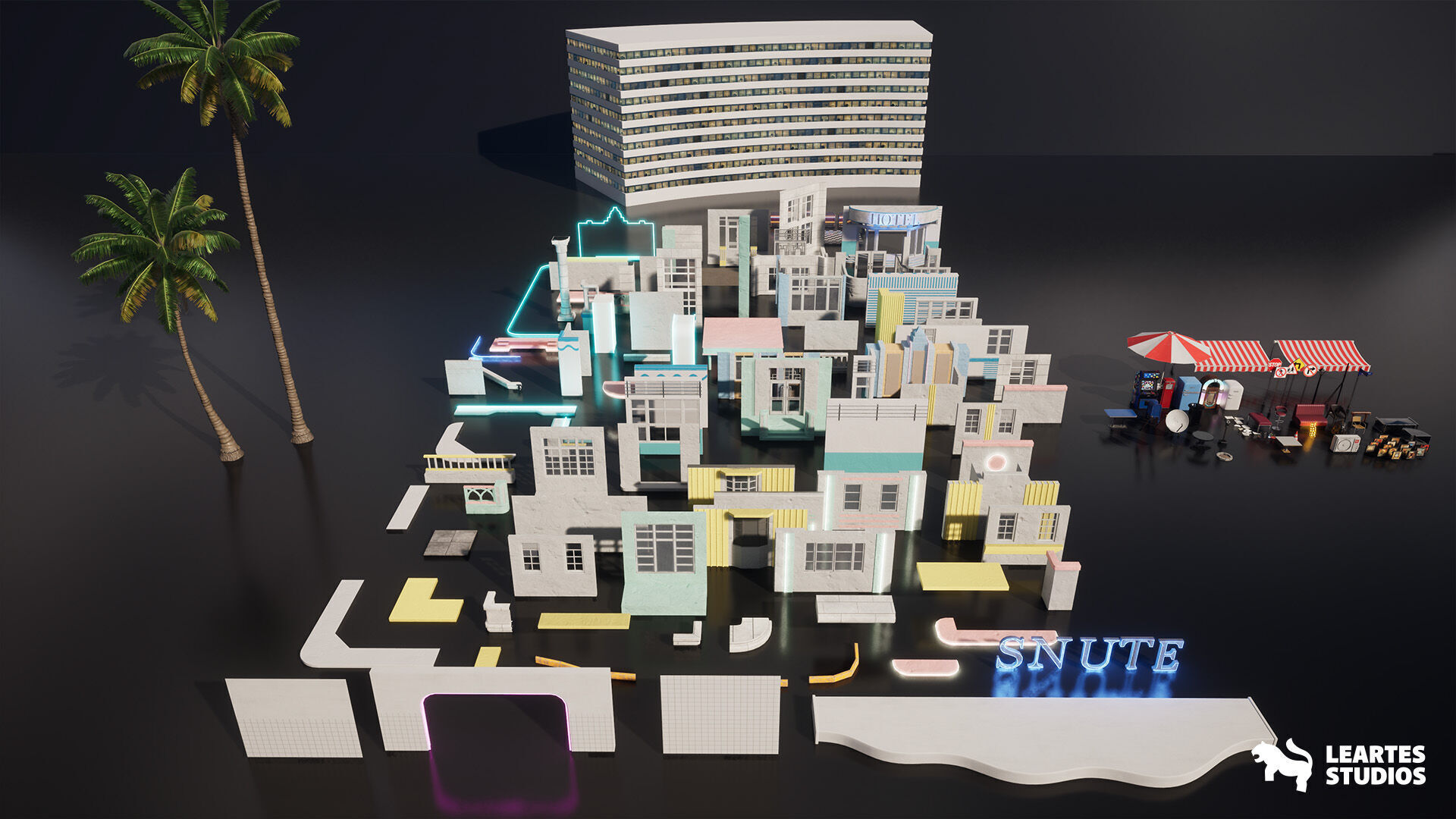 Miami Vice City Environment Low-poly 3D model_17