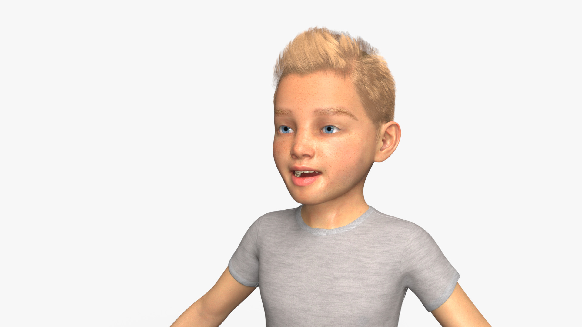 Realistic 3D Boy Child Character Rigged 3D model_22
